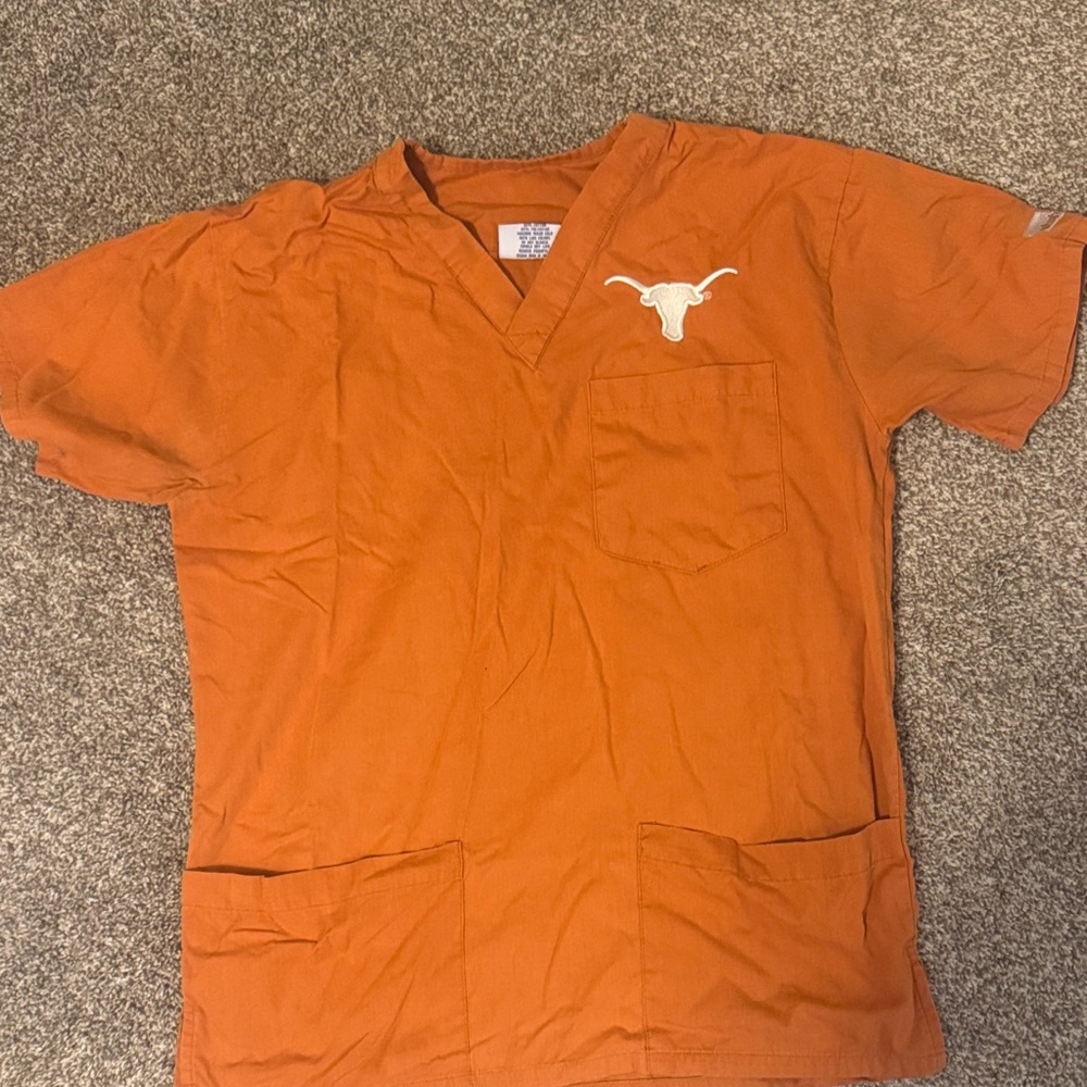 Long horns burnt Orange V-Neck scrub top